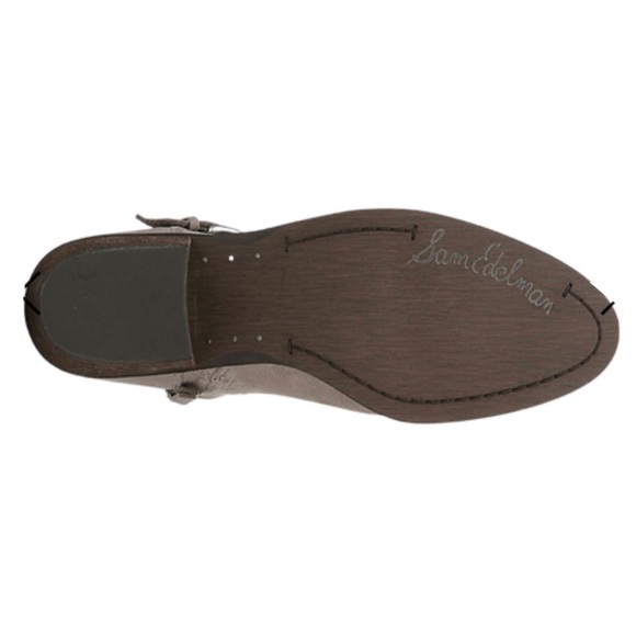 NWT/ NIB Sam Edelman Gray Leather Buckle Ankle Boots Women's Size 8 Block Heel - Picture 6 of 16